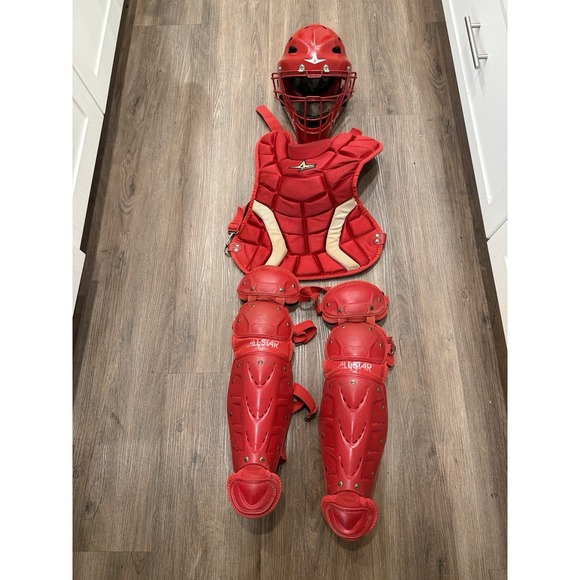 All-StarBaseball Catcher's Gear.Red Size 6 1/4 -7 The Best Catching Gear.